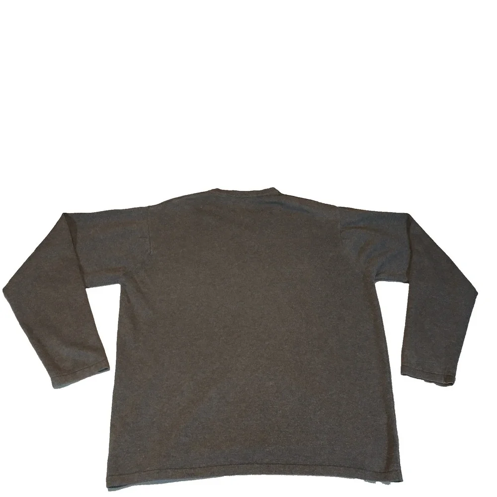 Hilfiger‎ 100% Cotton Sweater Made In Italy Gray V Neck Long Sleeve Men's Large